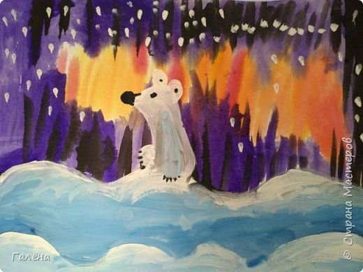 Умка медведь гуашь