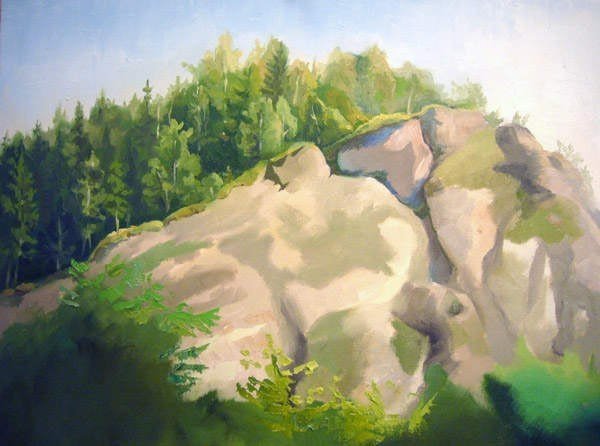 Утес акварель