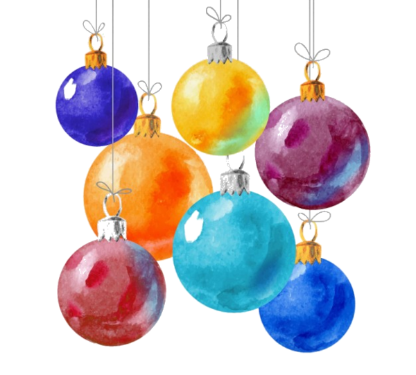 Елочные шары акварель