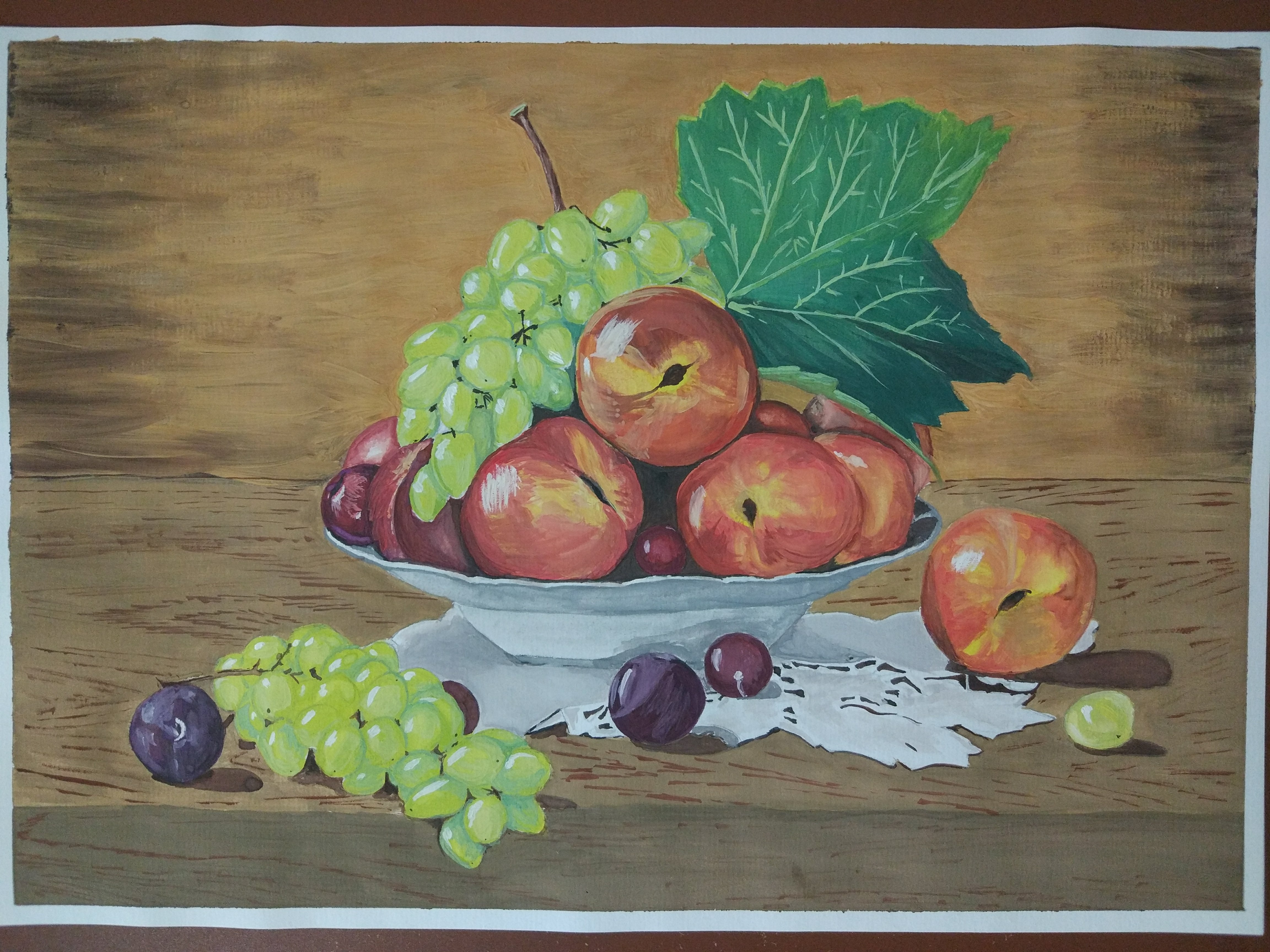 Детский рисунок натюрморт с фруктами