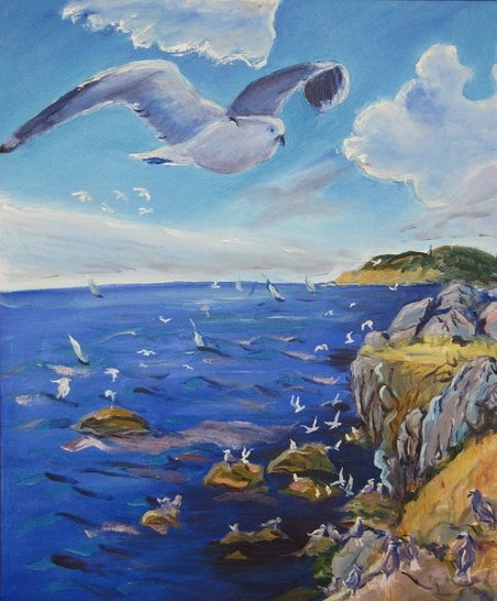 Чайки гуашью
