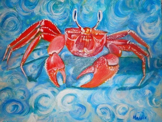 Рисование красками краба для детей