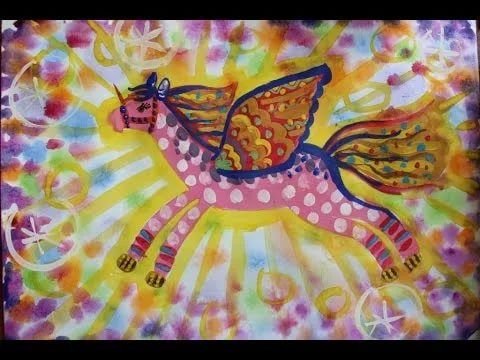 Пегас гуашью дети