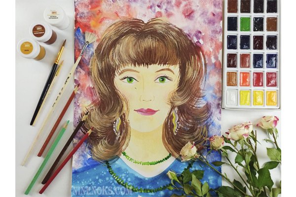 Портрет мамы гуашью