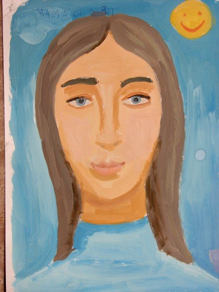 Портрет мамы гуашью