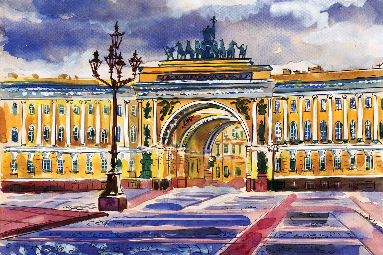 Дворцовая площадь в Санкт-Петербурге рисунок