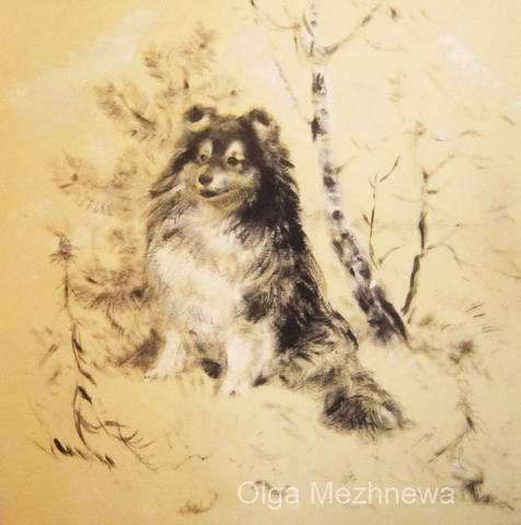 Сухая кисть гуашь