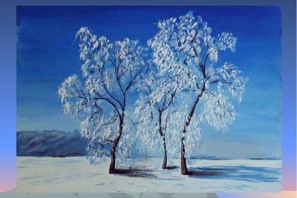 Рисование акрилом зимних пейзажей