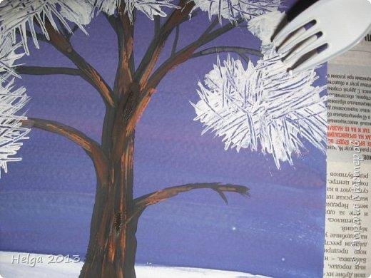 Зимнее дерево нетрадиционная техника рисования