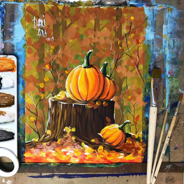 Тыква живопись гуашью