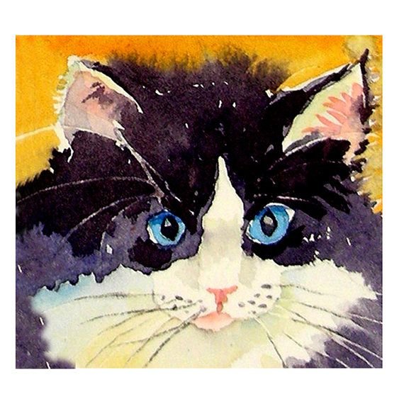 Кошка гуашью