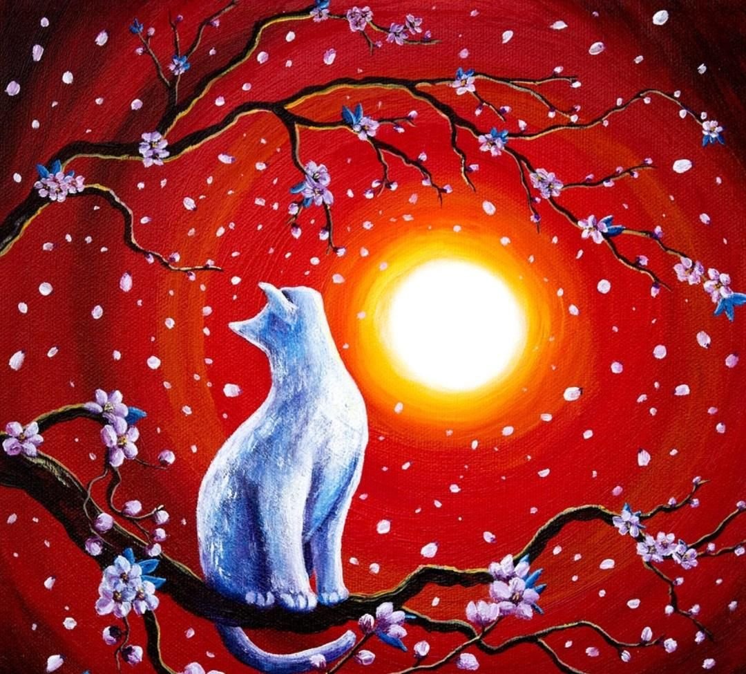 Лунный кот правополушарное рисование
