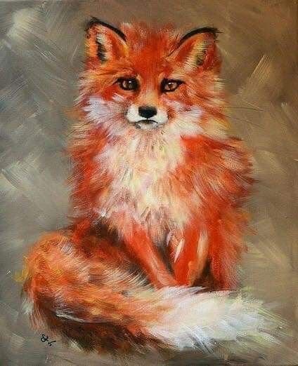 Лисичка живопись маслом