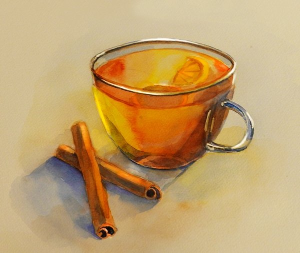 Чашка чая акварель