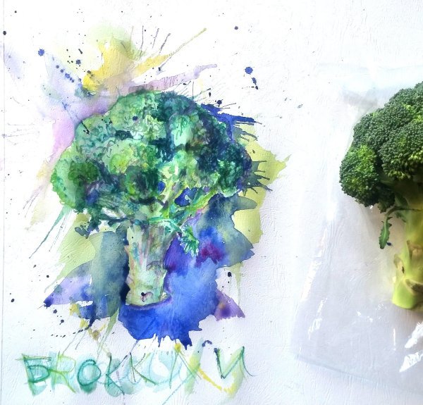 Брокколи акварелью