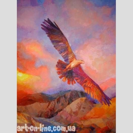 Полет орла в горах живопись