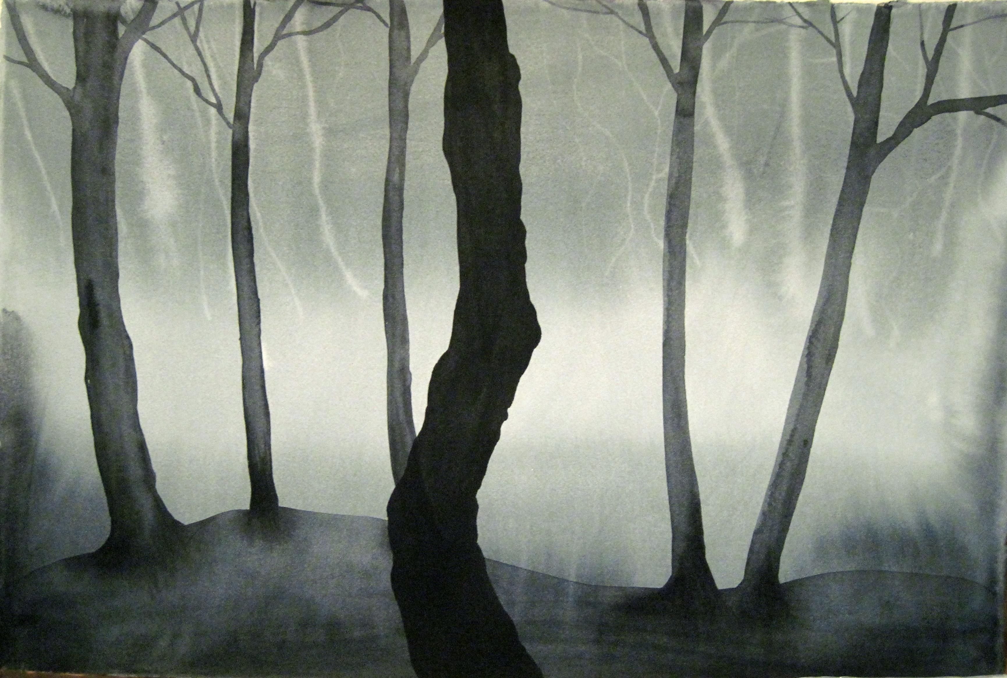 Рисунок деревья в тумане - 93 фото