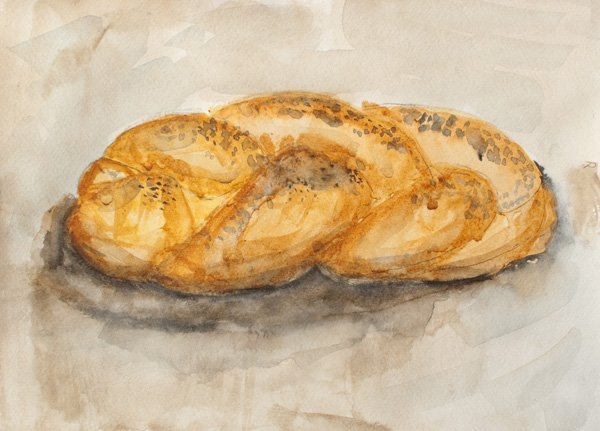 Хлебобулочные изделия акварелью