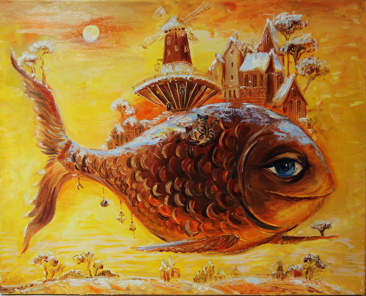 Кармическая рыба. Фантазийные рыбы. Рыбки живопись. Рыбы картины художников.