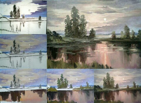 Пейзаж маслом пошагово