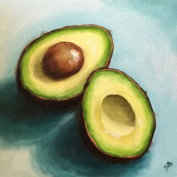 Скетчинг акварелью авокадо