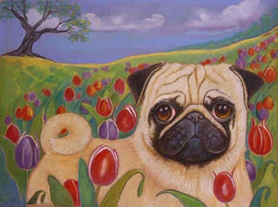 Пейзаж с мопсами