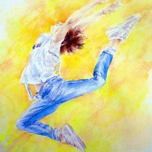 Человек в движении гуашью