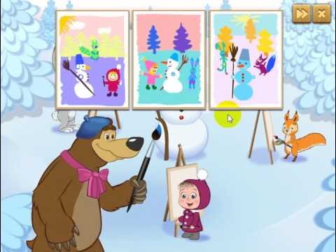 Мультфильм Маша и медведь картина маслом