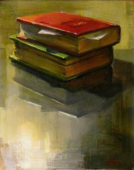 Натюрморт с книгами акварель