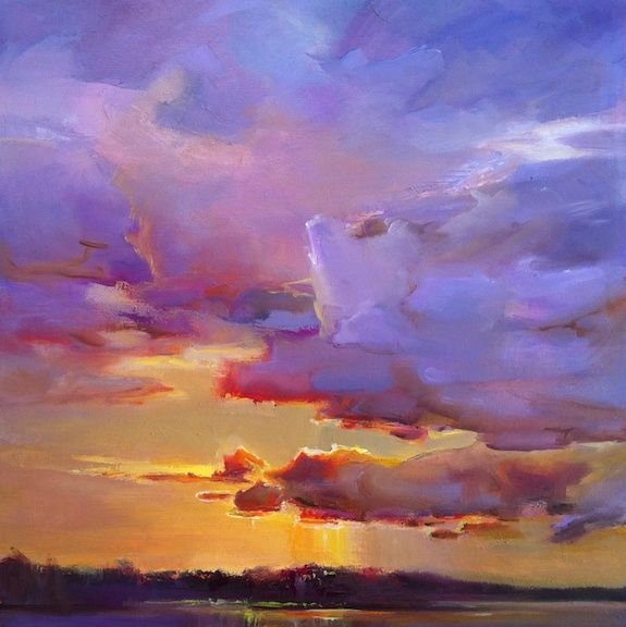 Вечернее небо акварелью