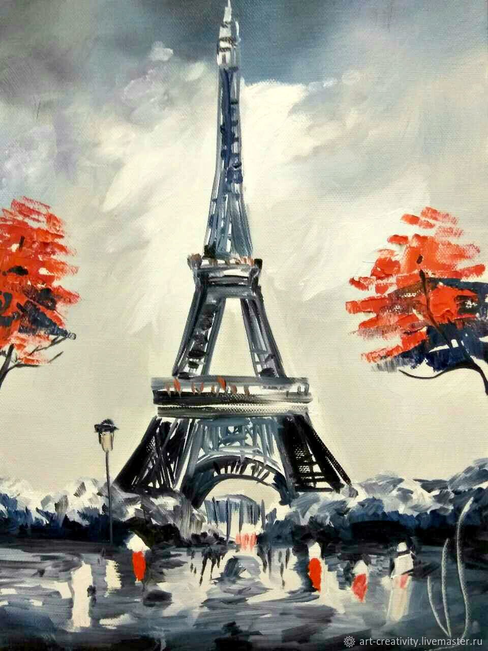 Картина маслом Париж Эйфелева башня