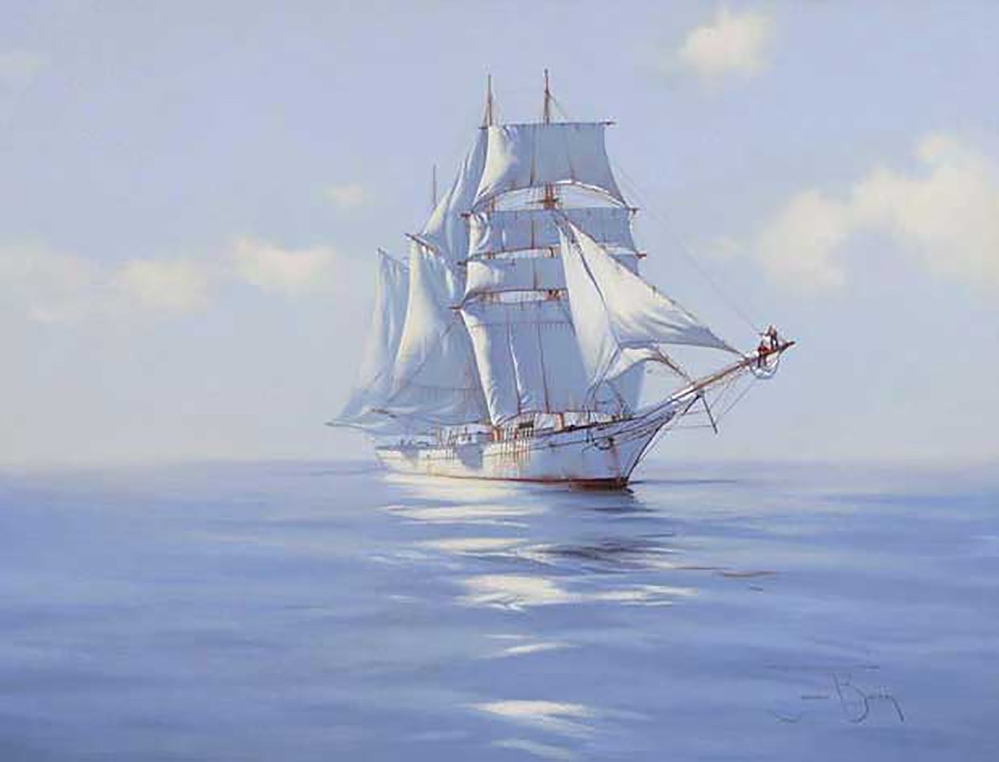 рисунок море с кораблем