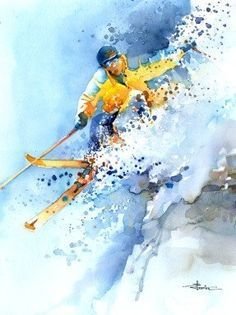 Сноубордисты живопись