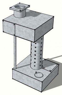 Печь на отработке чертеж квадратная