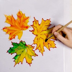 Кленовый лист красками