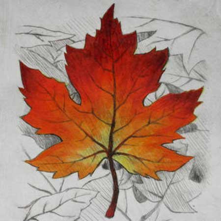 Кленовый лист рисование красками