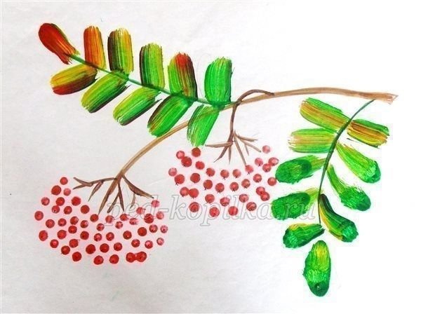 Рисование на тему ветка рябины осенью