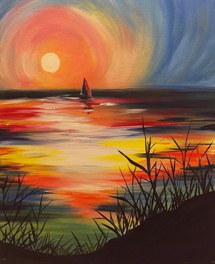 Закат восковыми мелками