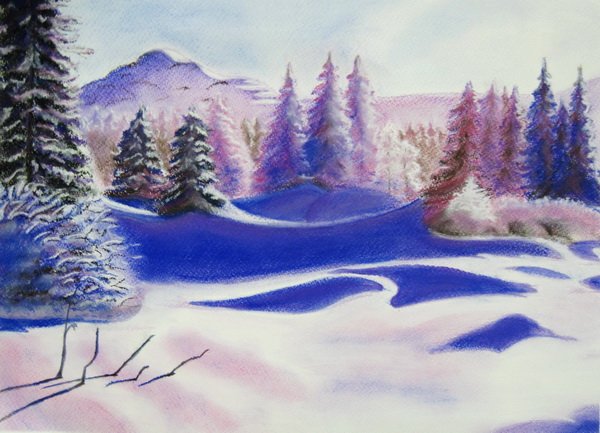 Новогодняя елка пастелью