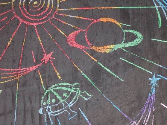 Граттаж техника рисования космос