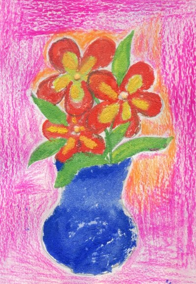 Цветы восковыми мелками для детей