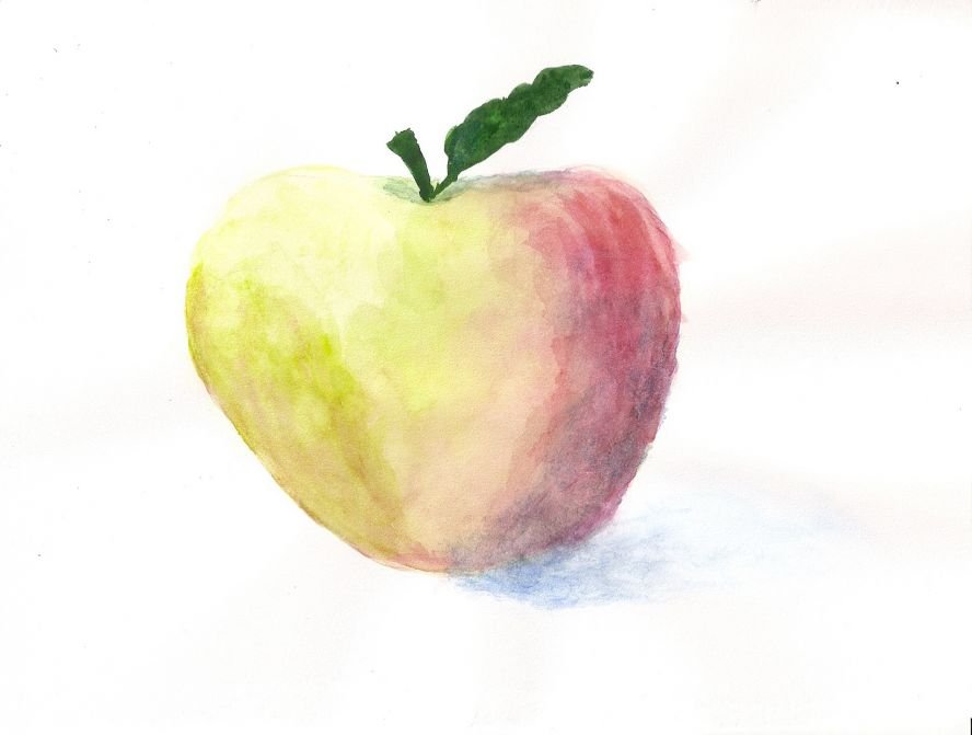 Как нарисовать яблоко красками