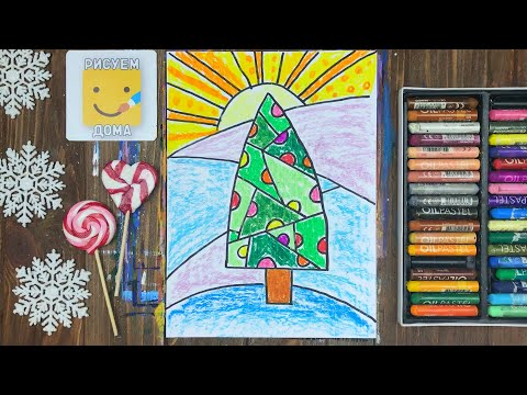 Рисование мелками новый год