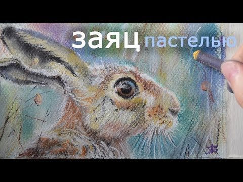 Заяц масляной пастелью