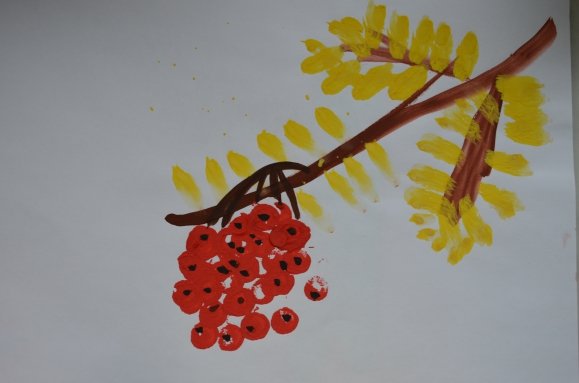 Кисть Рябинки гроздь Калинки рисование в средней