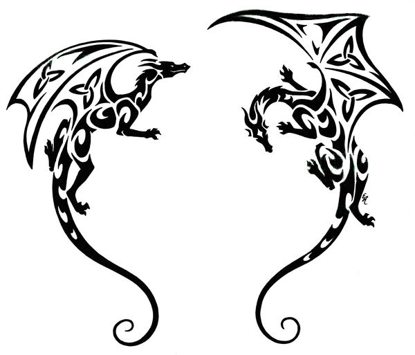 Трайбл тату хна дракон