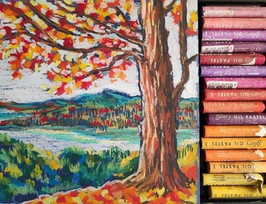 Осень масляной пастелью