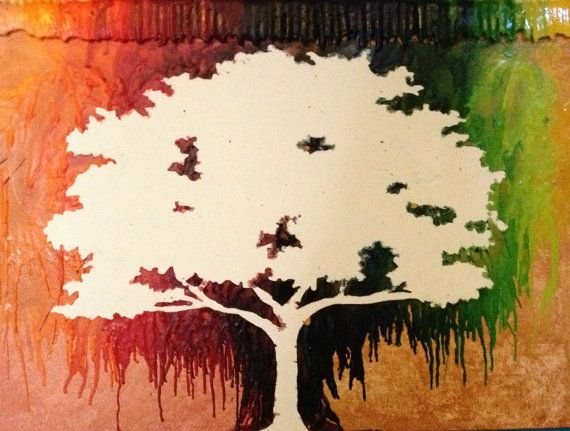 Дерево восковыми мелками