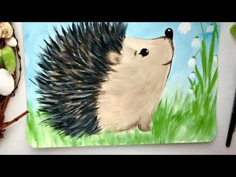 Ежик гуашью для детей