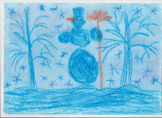 Рисование на тему зима восковыми мелками